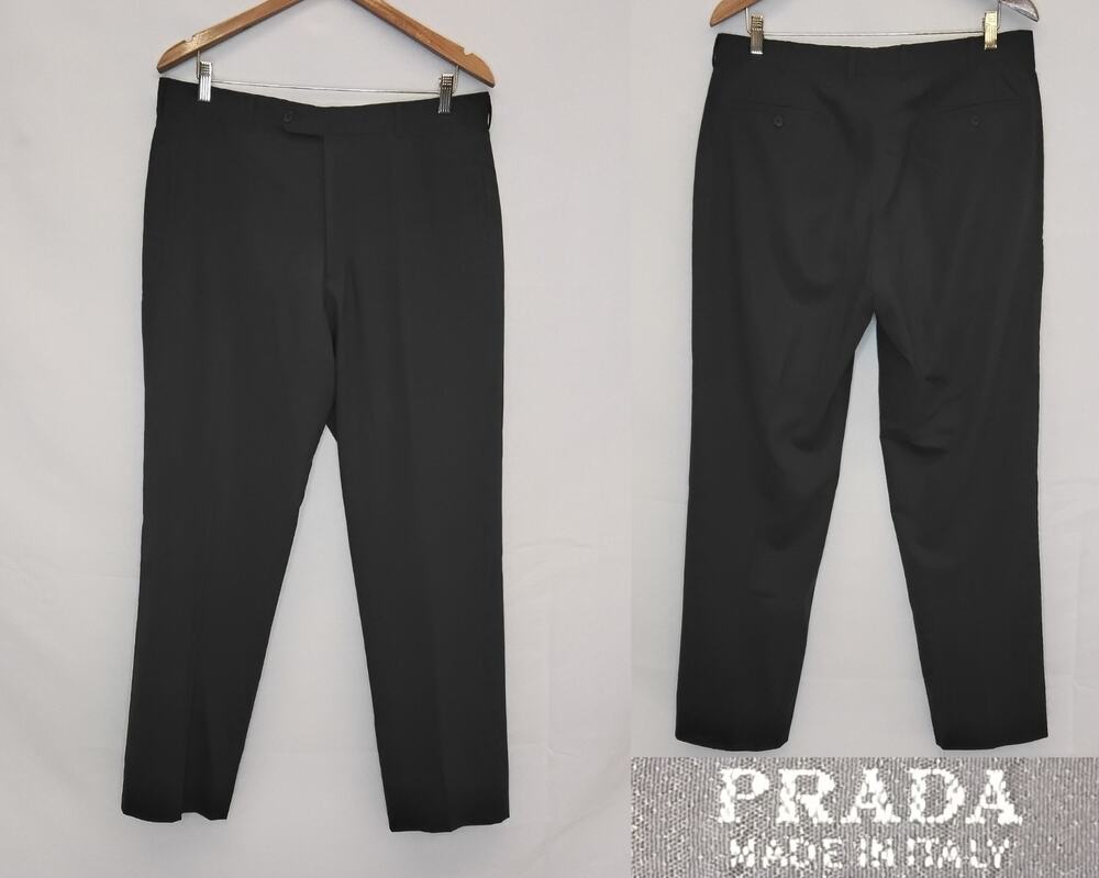 Prada Wool Slacks Men's EU 52 (US 35) Black Dress Formal Wear #Z5759